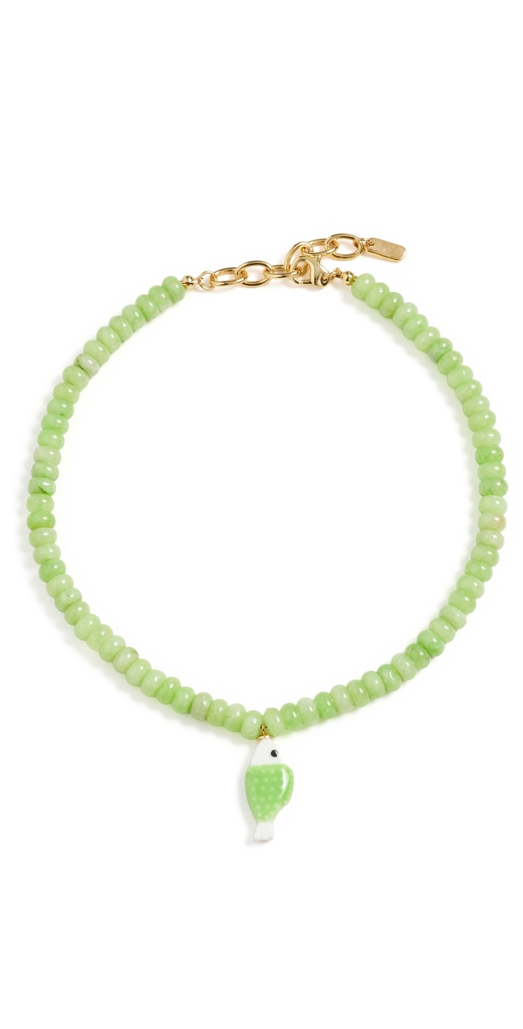 Logan Tay Olive Fish Beaded Necklace Green One Size