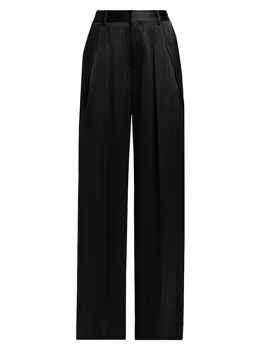 Women's Georgia Marne Striped Satin Pants - Black - Size 12