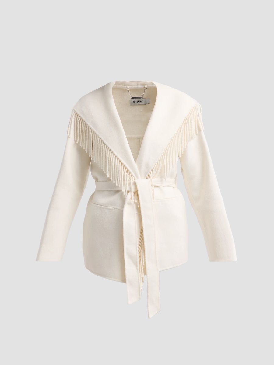 SIMKHAI Women's Rowen Fringe Jacket - Frost - Size XL
