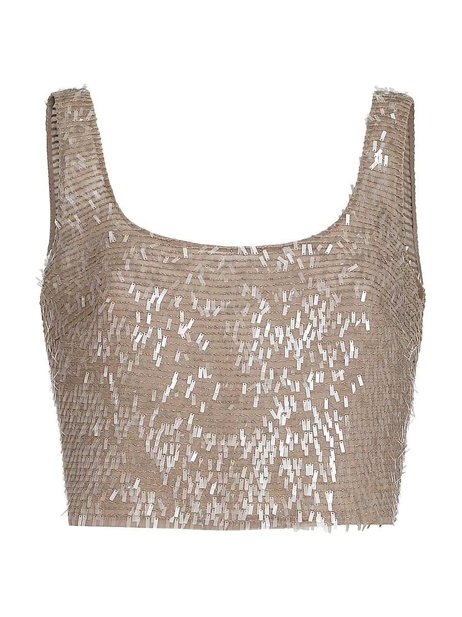 Women's Dazzling Cascade Embroidery Cropped Top - Rope - Size Small