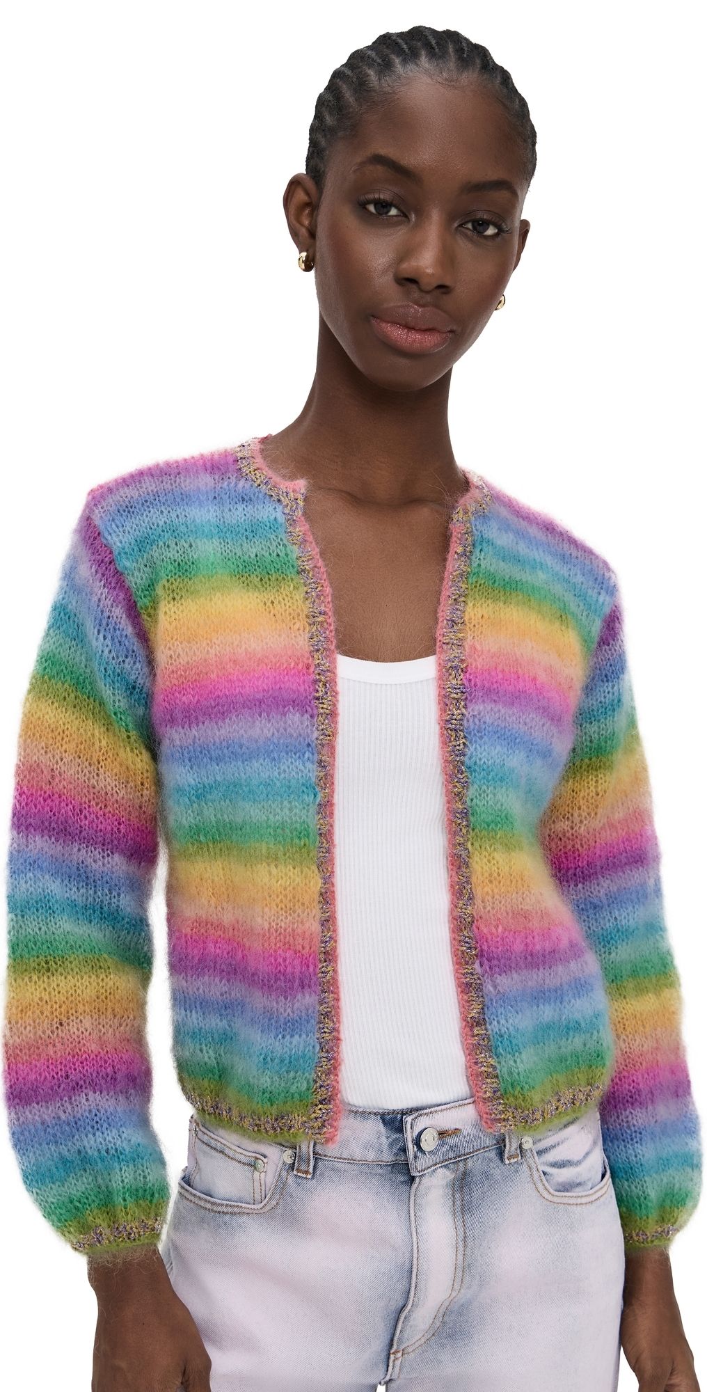 Rose Carmine Mini Jacket Rainbow Stripes Pastels One Size