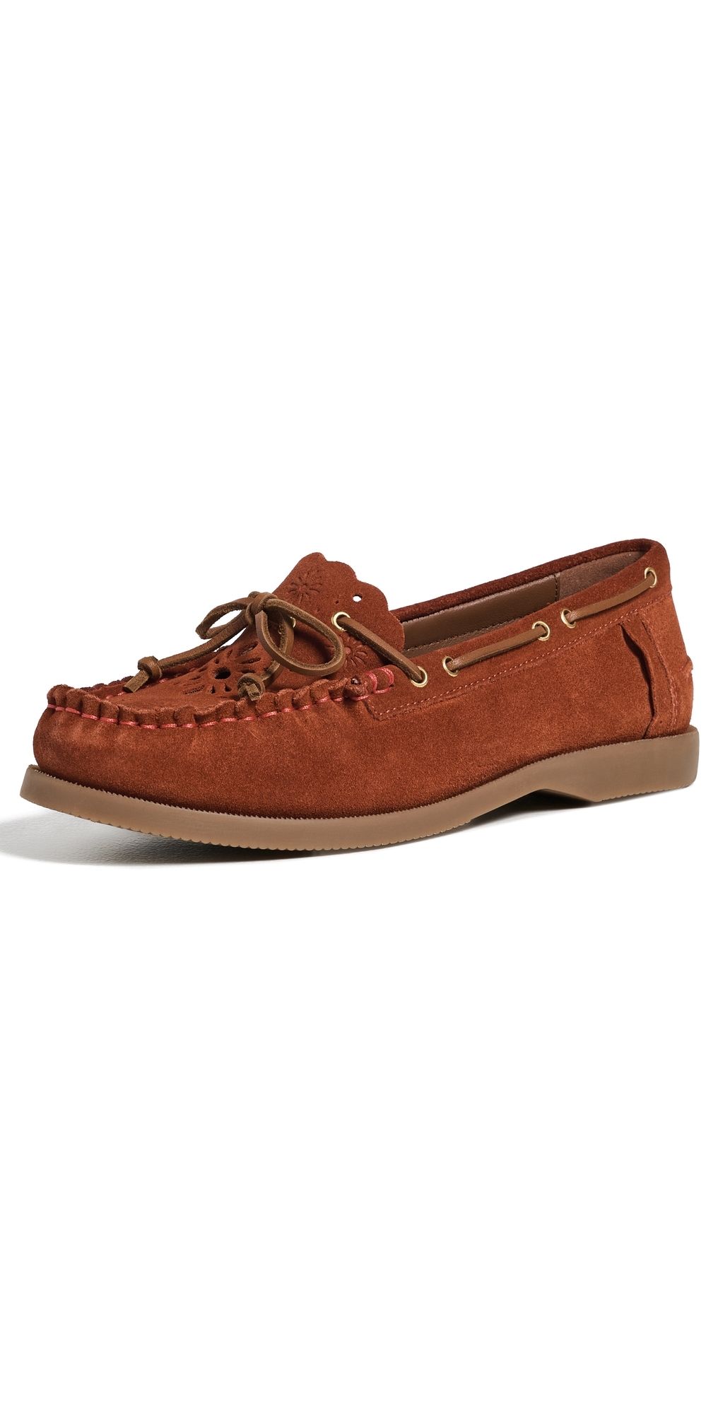 Free People Lagoon Cut Out Boat Shoes Rust Suede 6