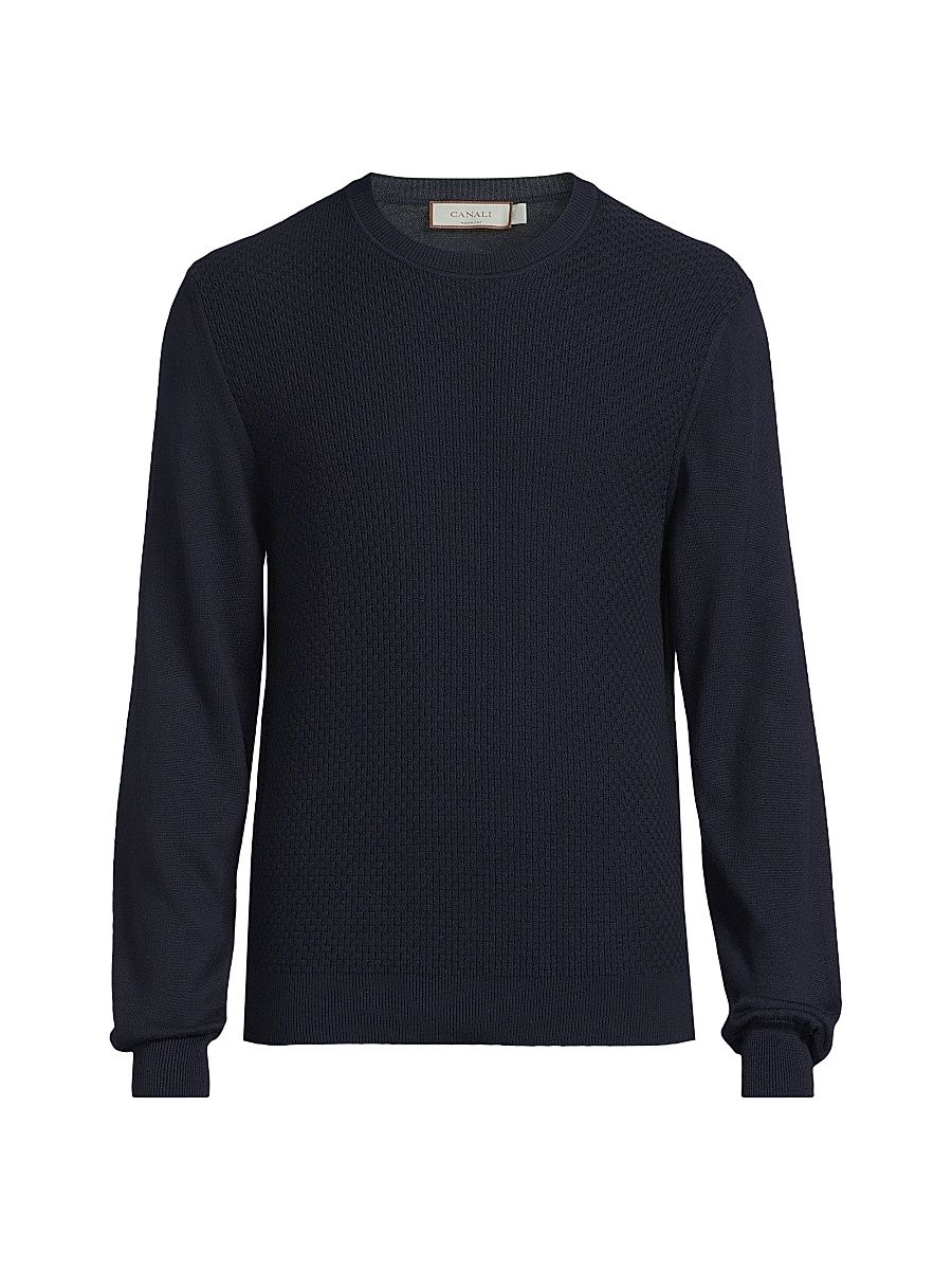 Men's Textured Crewneck Sweater - Navy - Size 42