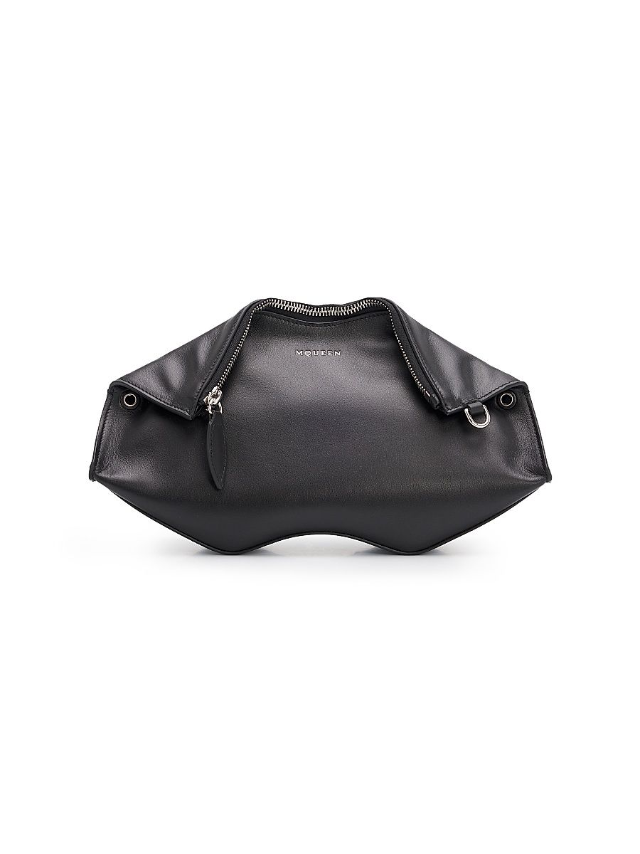 Women's Manta Leather Crossbody Bag - Black Silver