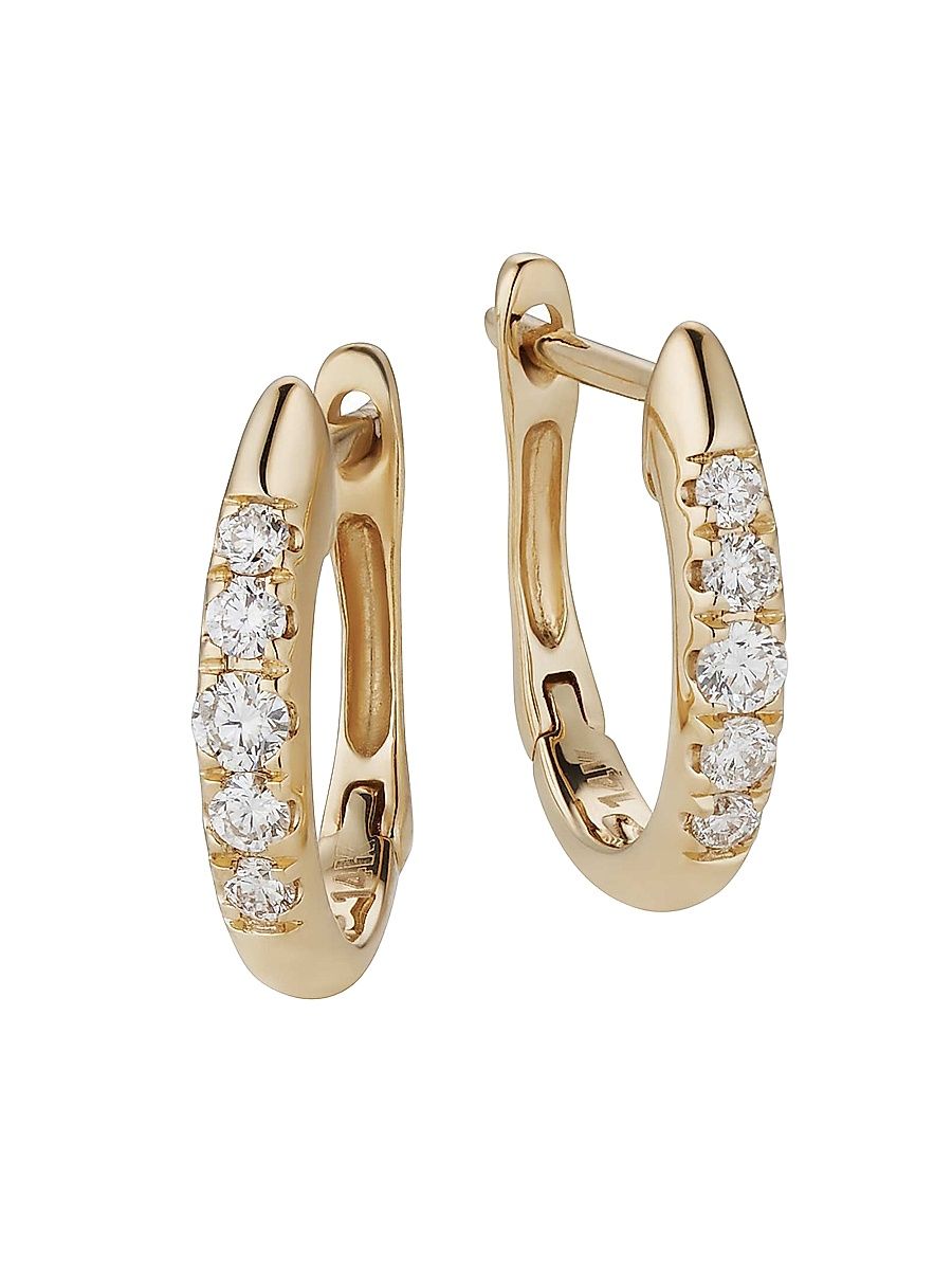 Women's 14K Yellow Gold Regal Diamond Huggies - Yellow Gold
