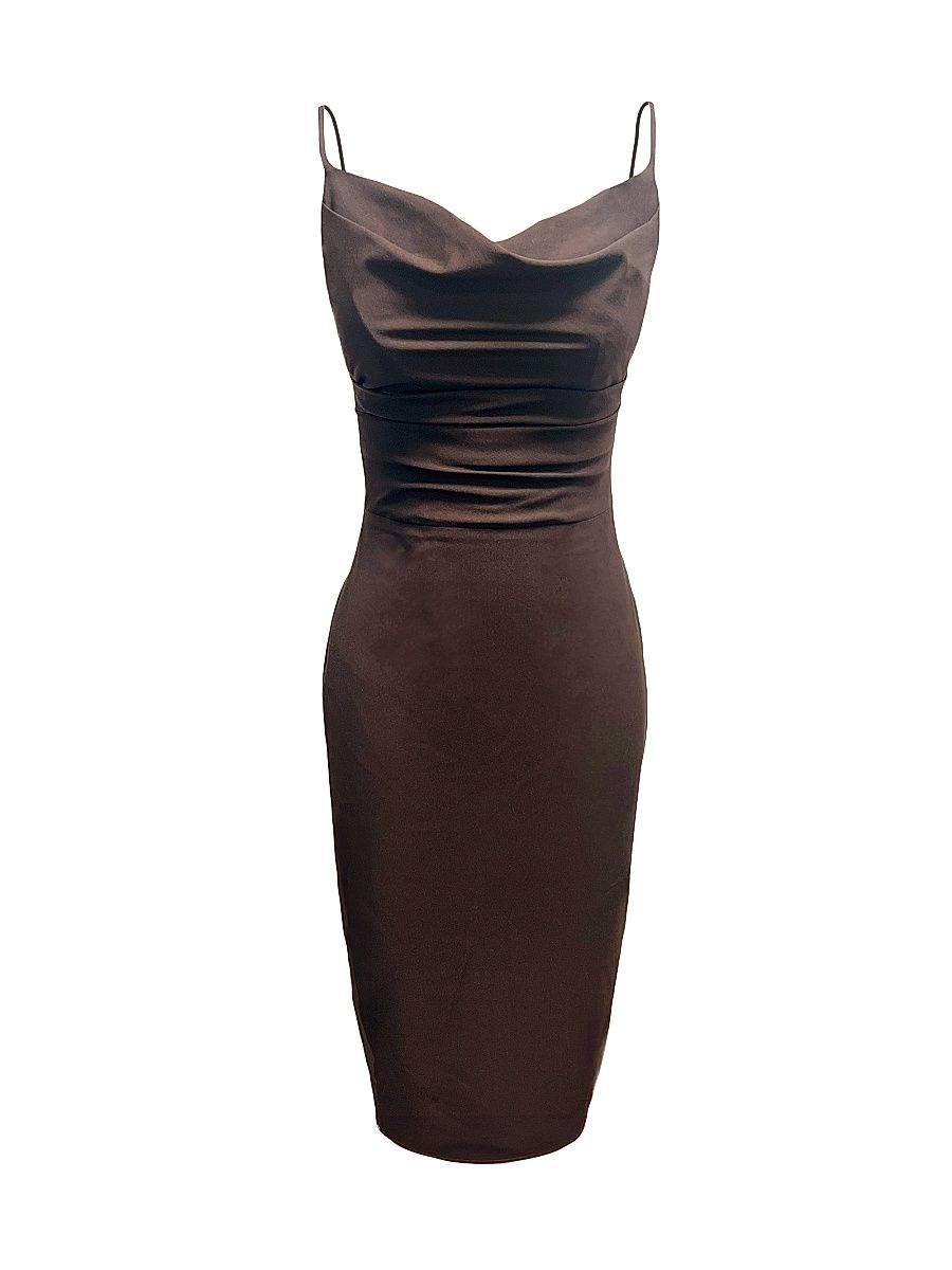 Women's Nikki Cowlneck Body-Con Midi-Dress - Mocha - Size XXL