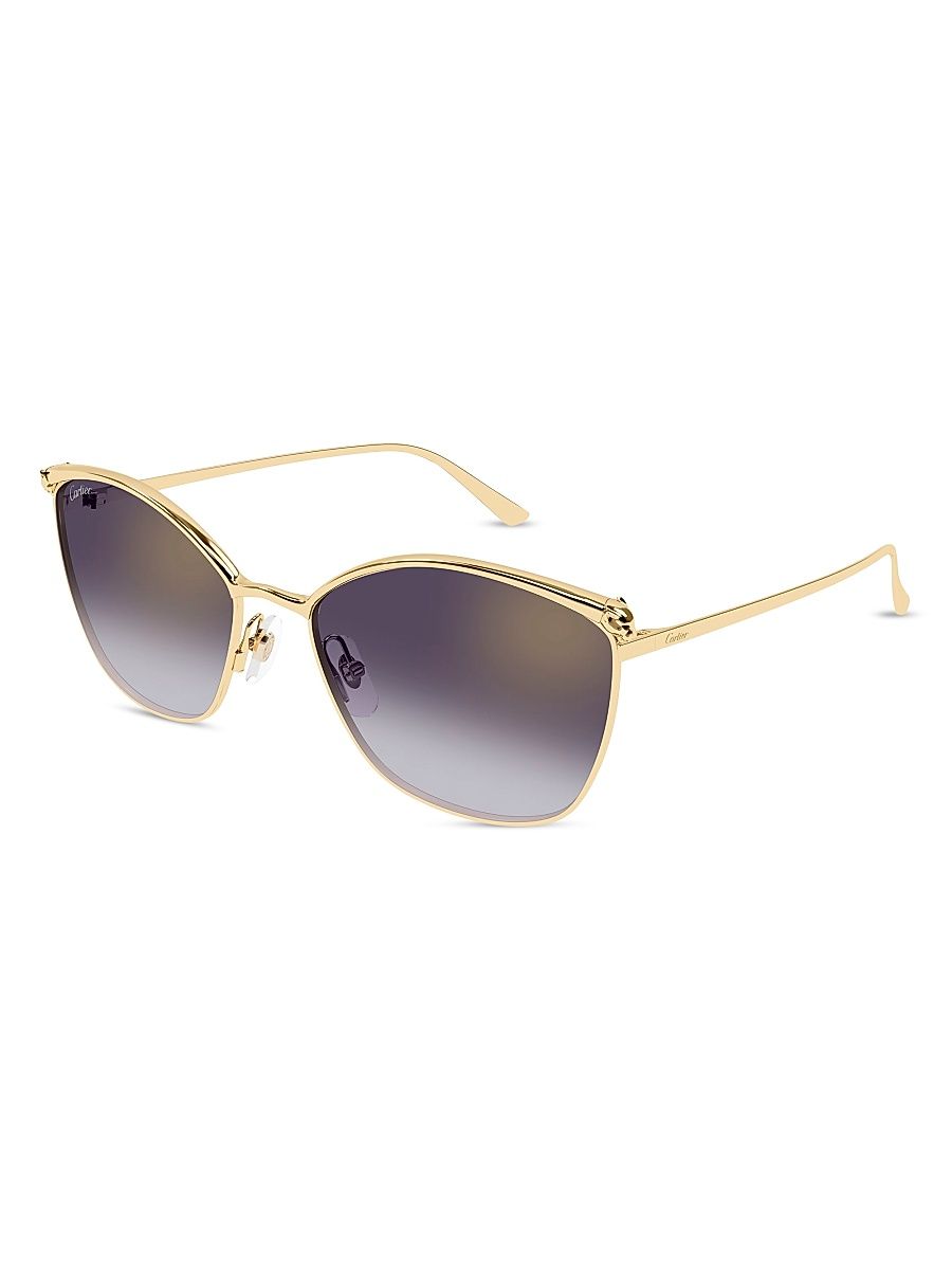 Women's Panthère Classic 59MM Cat-Eye Sunglasses - Gold Violet