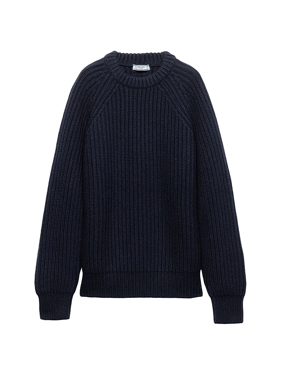 Women's Wool and Cashmere Crew-Neck Sweater - Blue - Size 6