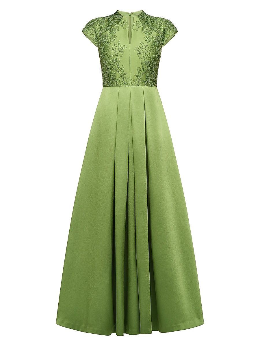 Women's Wrenley Beaded Satin Gown - Lime Green - Size 16