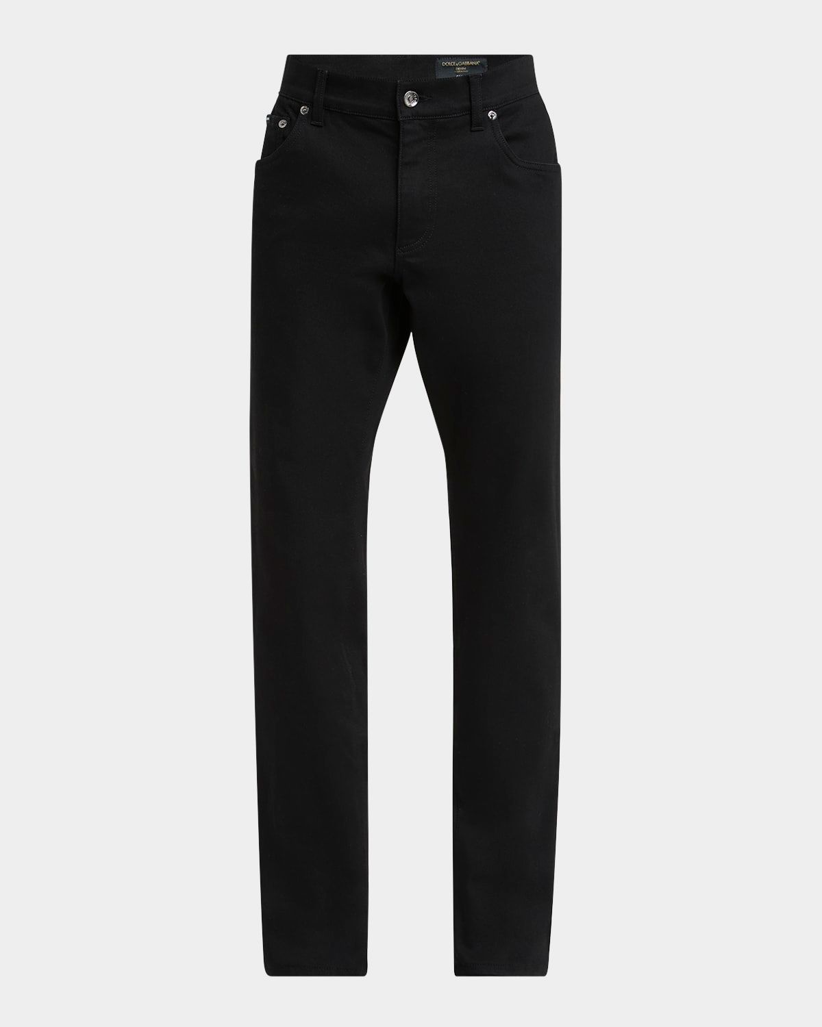 Men & apos;s Black Denim Slim Five-Pocket Pants