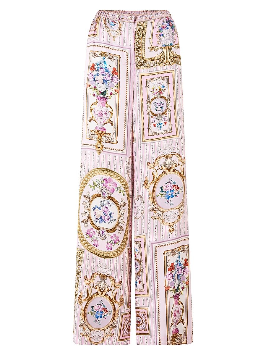 Women's Palatial Pastels Silk Lounge Pants - Palatial Pastels - Size XS