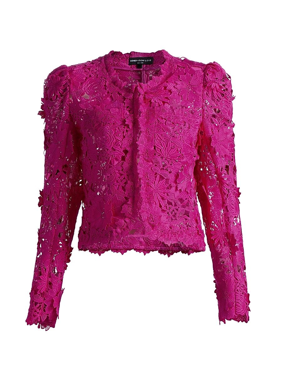 Women's Bondi Guipure Lace Jacket - Hibiscus - Size Medium