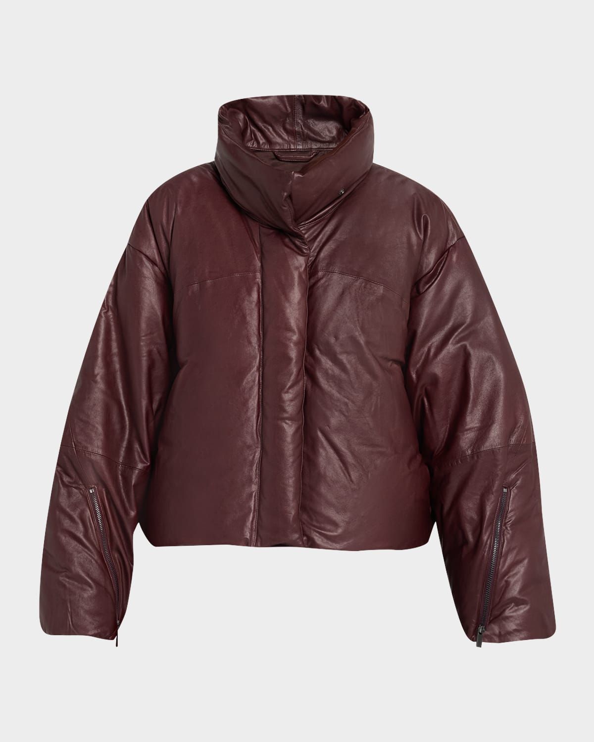 Leather Raglan Puffer Jacket