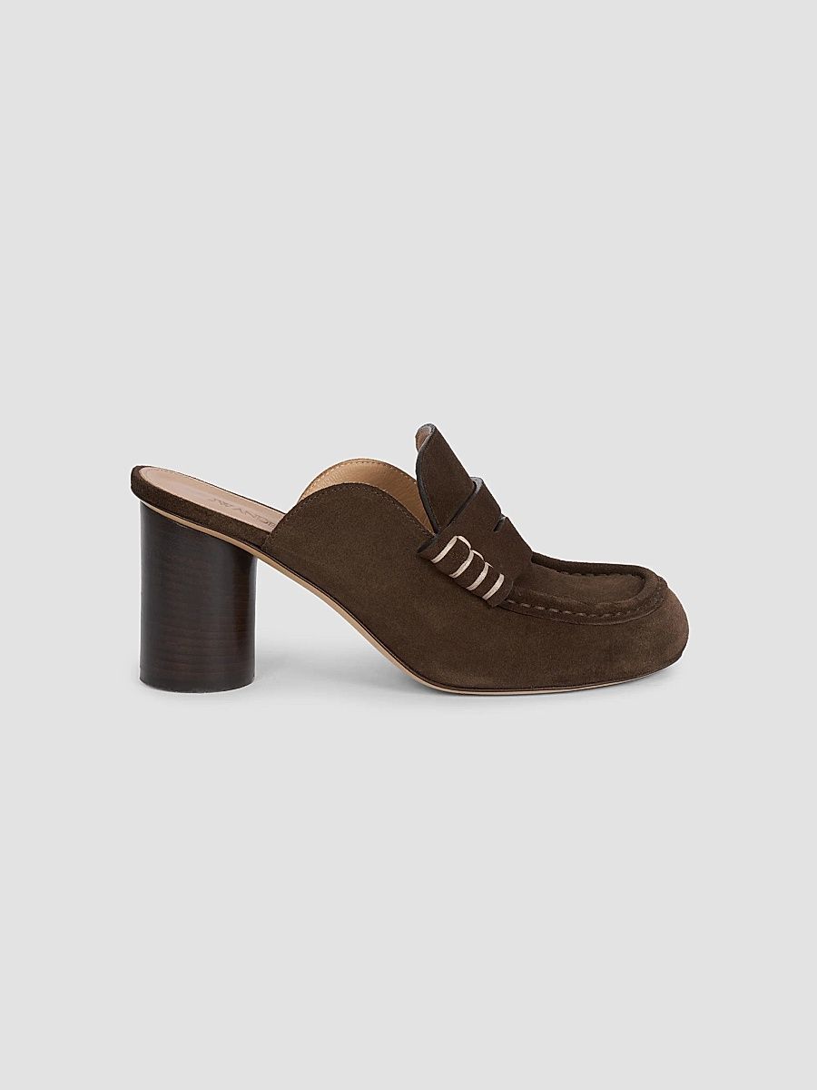 JW Anderson Women's 75MM Suede Penny Loafer-Style Mules - Brown - Size 11