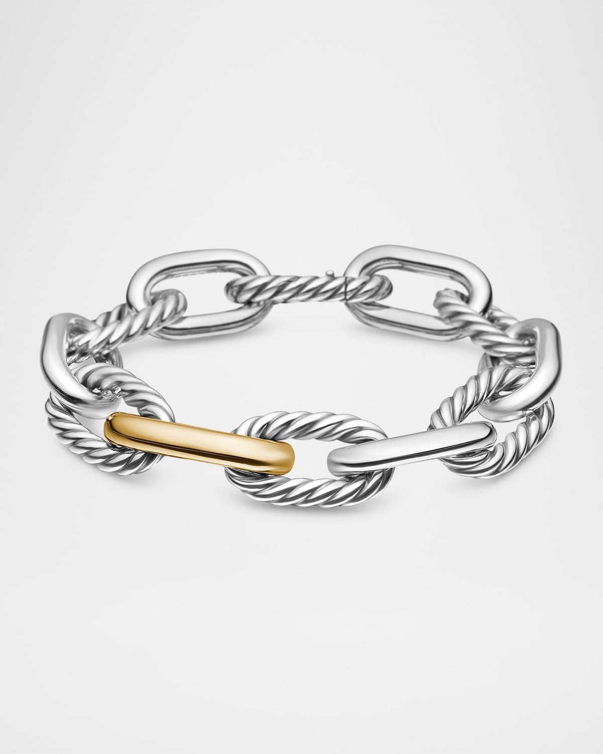 13.5mm Madison Chain Link Bracelet in Silver and 18K Yellow Gold