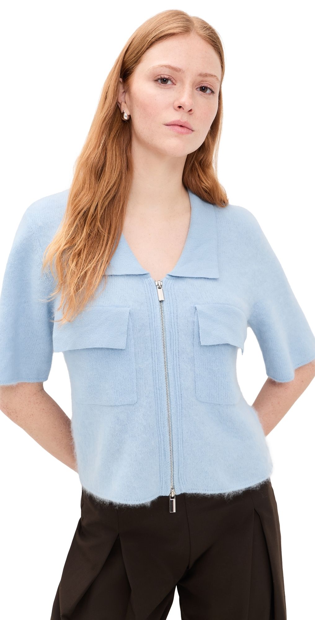 ALIGNE Erika Brushed Wool Knitted Shirt Blue S