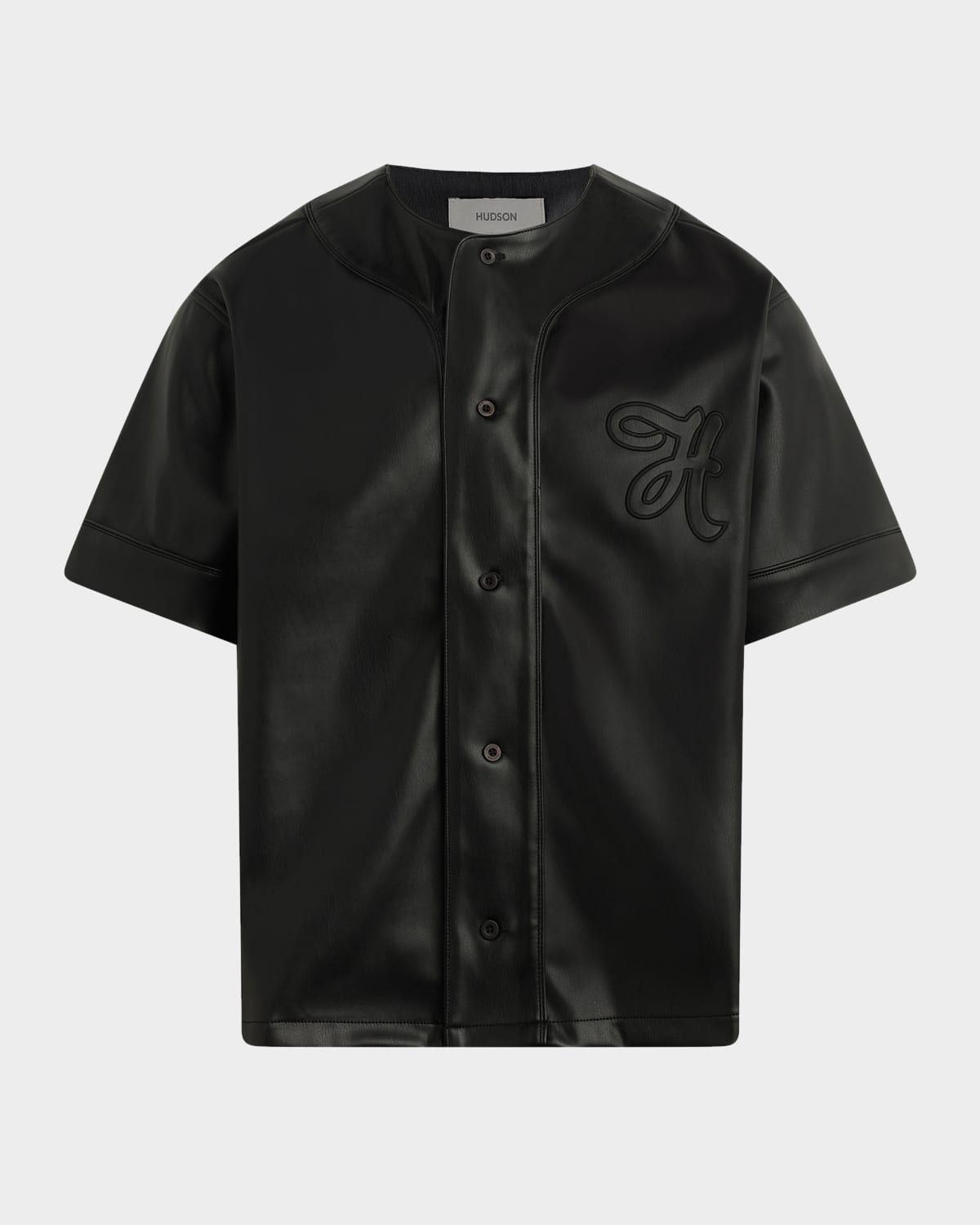 Men & apos;s Tonal Embroidered Faux Leather Baseball Jersey