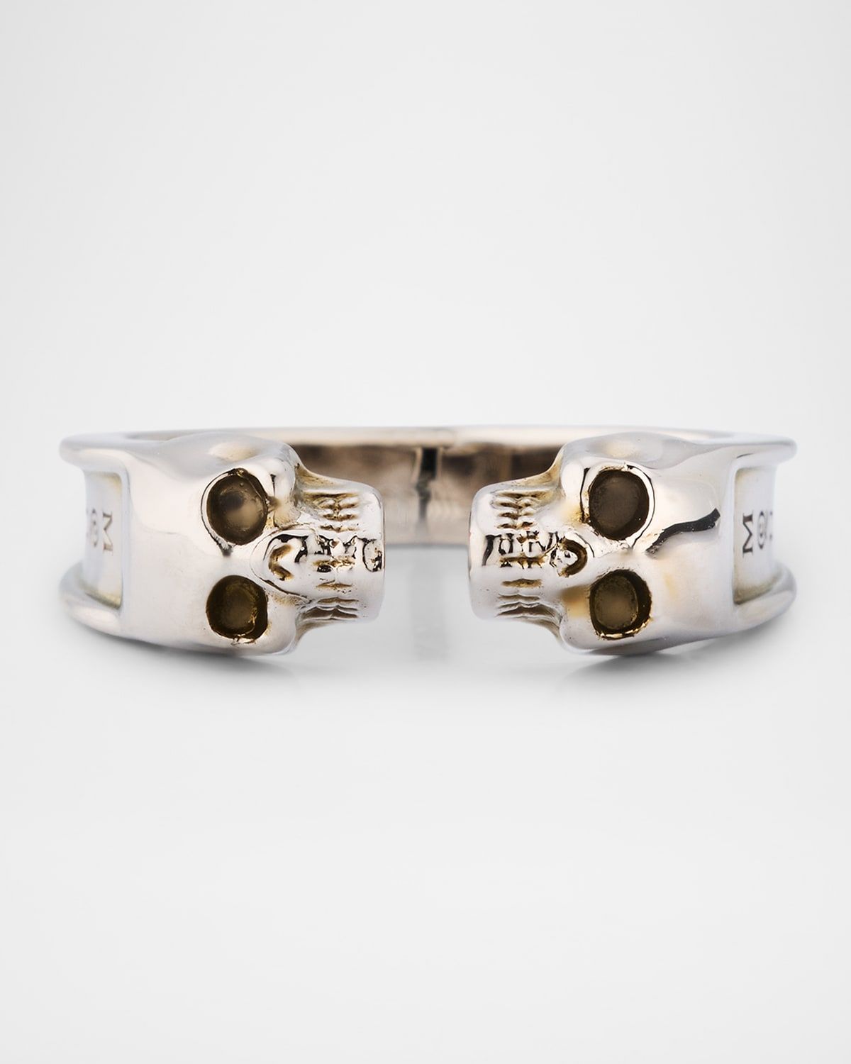 Men & apos;s Twin Skull Ring in Antique Silver