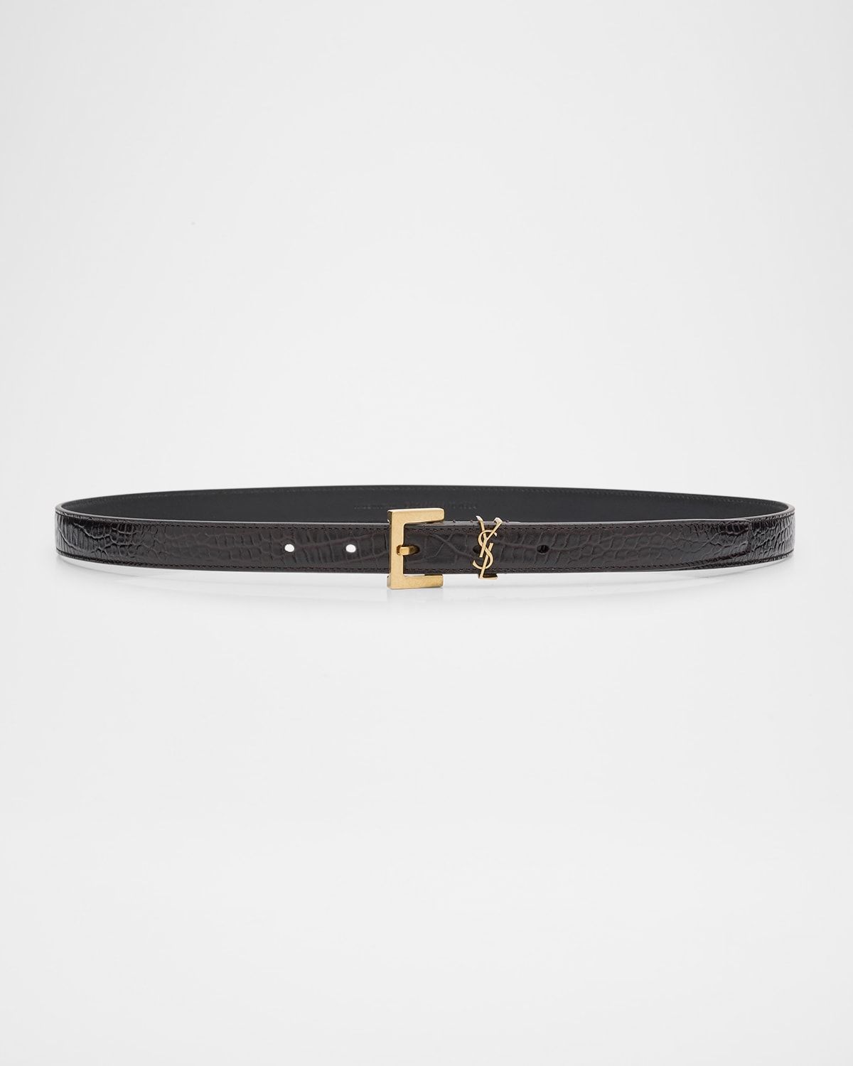 Cassandre YSL Croc-Embossed Leather Belt