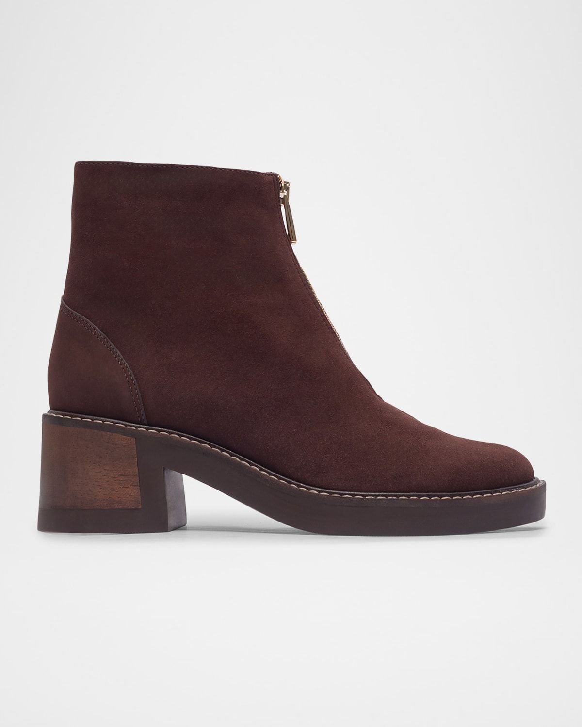Tess Suede Zip-Front Booties