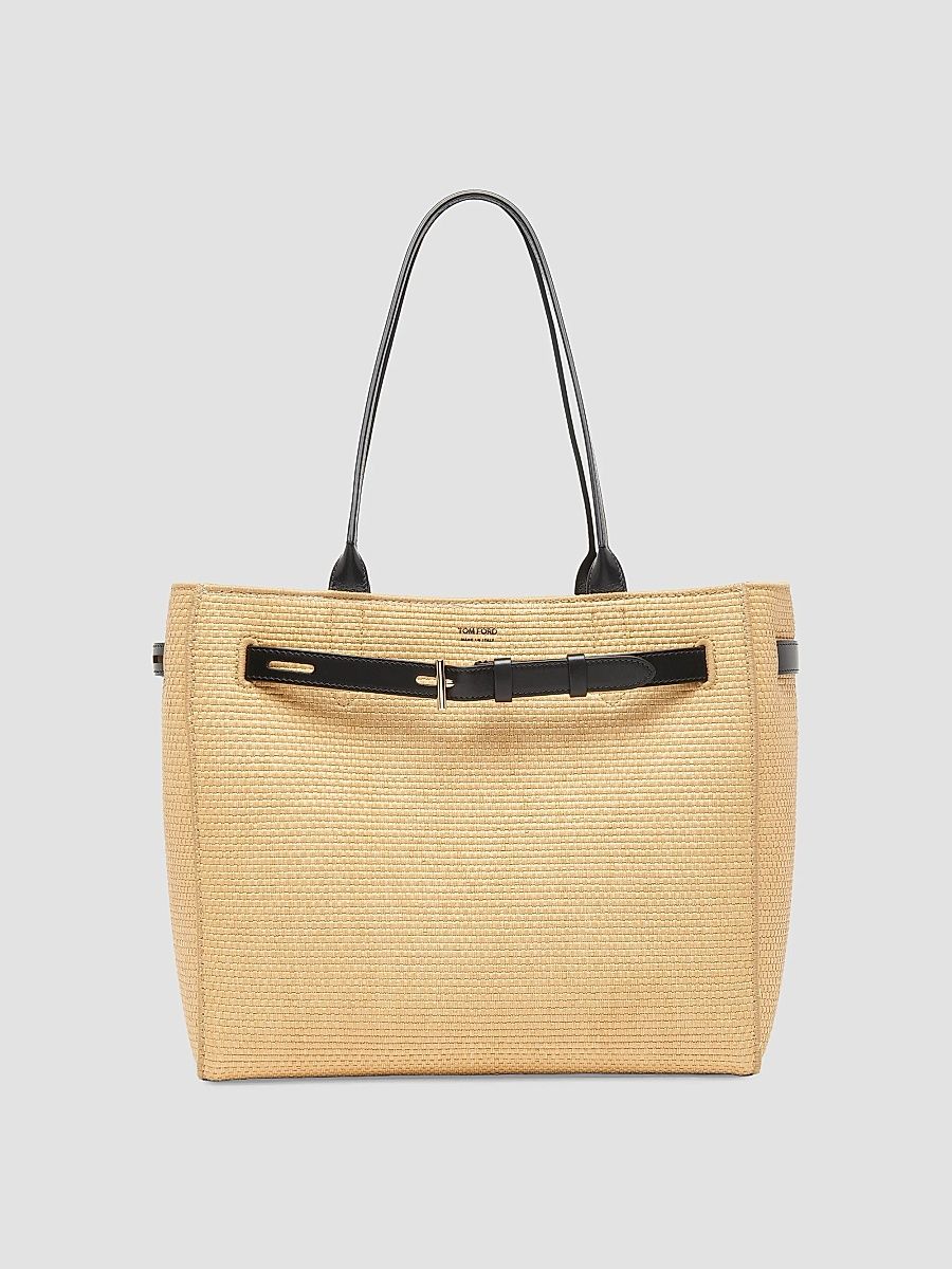 Women's Audrey Large Raffia Tote Bag - Natural Black