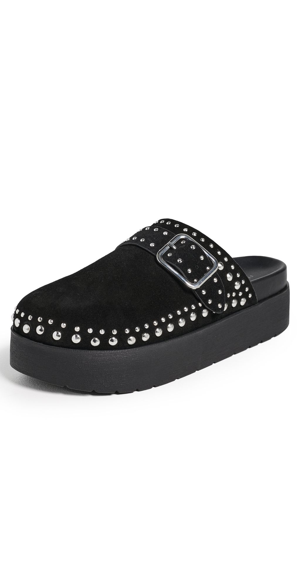 Free People Cayatana Suede Studded Mules Black Suede 11