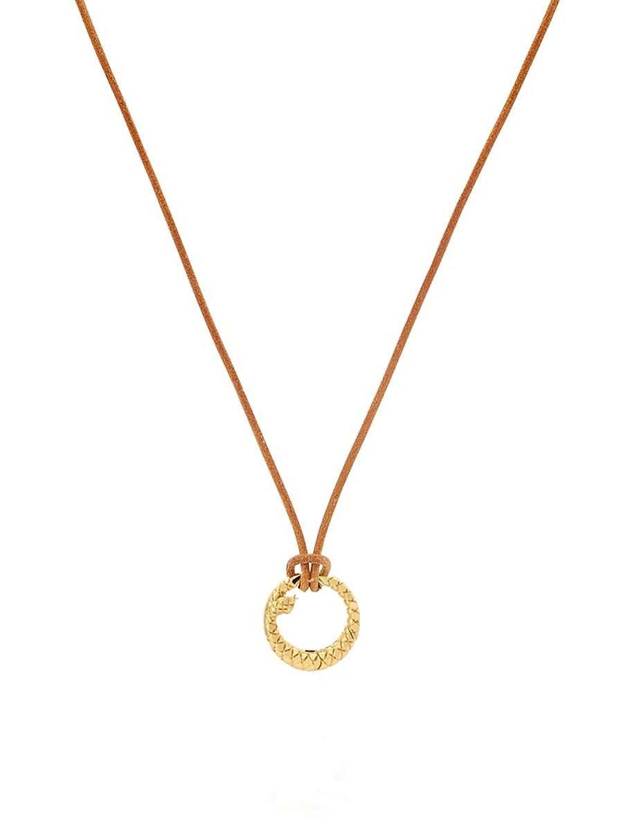 Women's 18K Yellow Gold & Leather Snake Charm Necklace