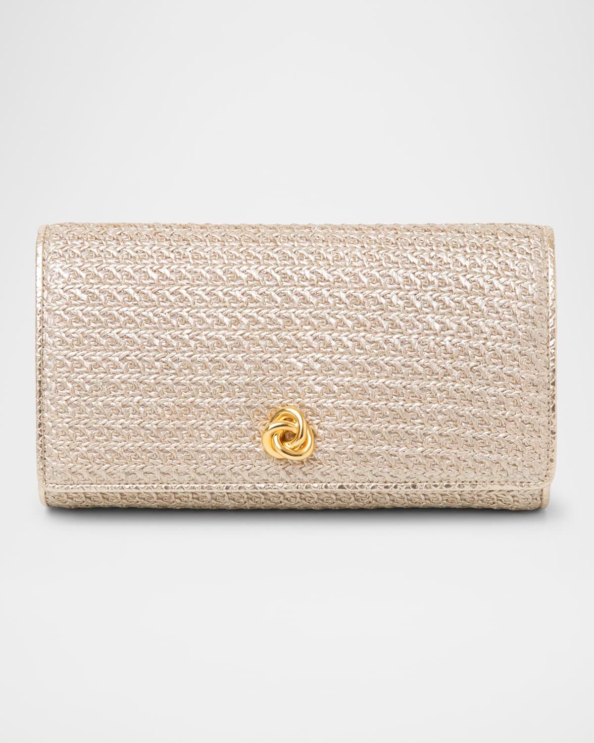Olivia Flap Woven Metallic Clutch Bag