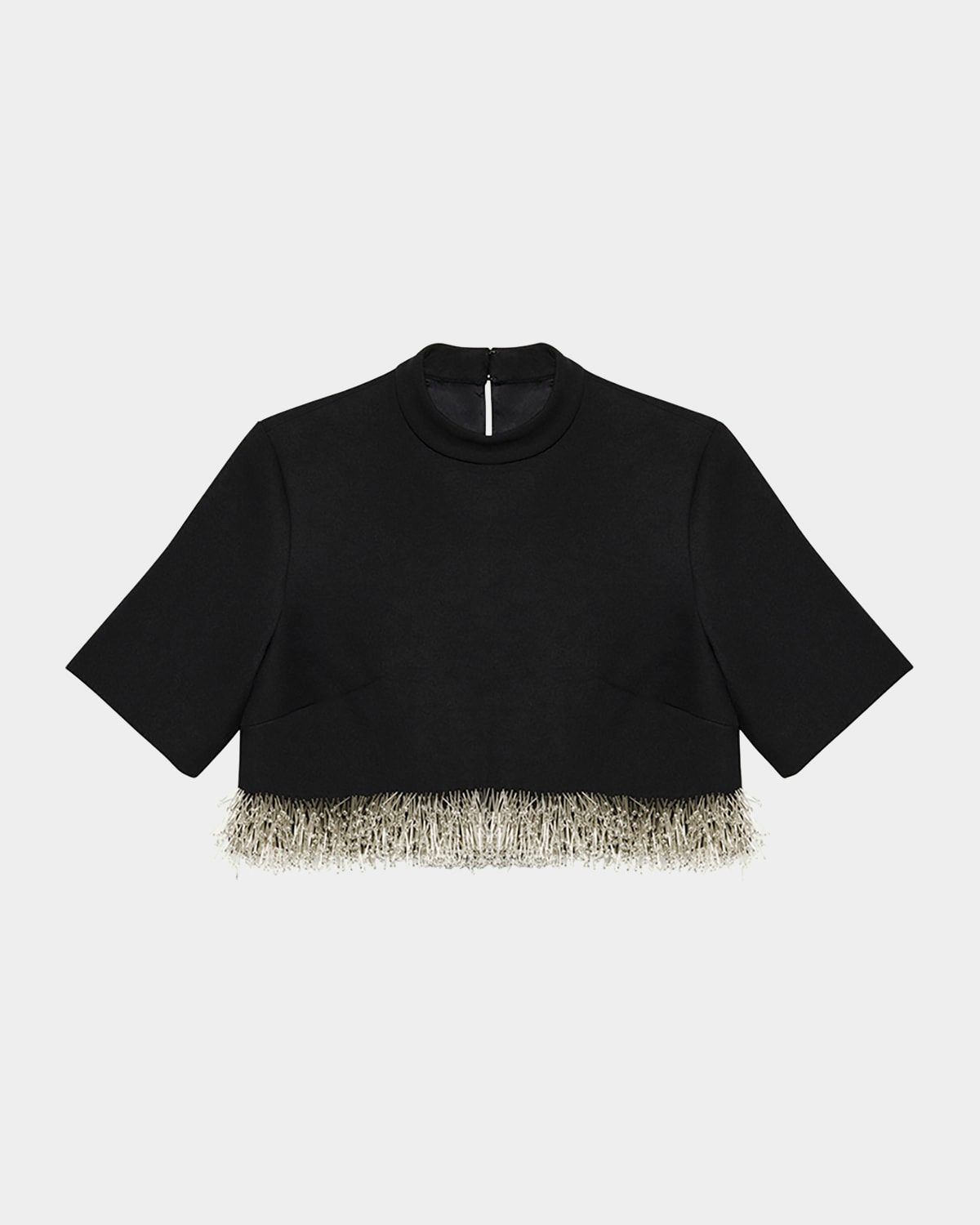 Jalen Beaded Short-Sleeve Crop Top