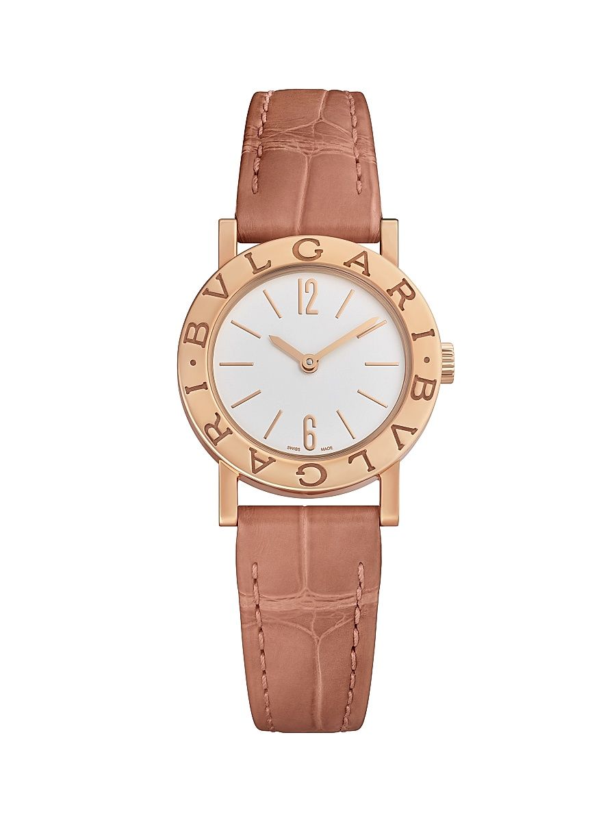Women's BVLGARI BVLGARI 18K Rose Gold & Alligator Leather Strap Watch/26MM - Rose Gold