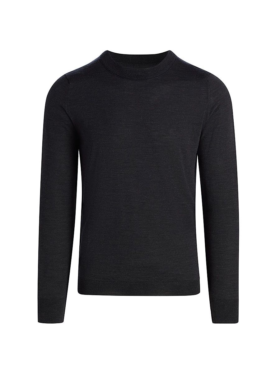 Men's Wool-Cotton Crewneck Sweater - Charcoal - Size XL