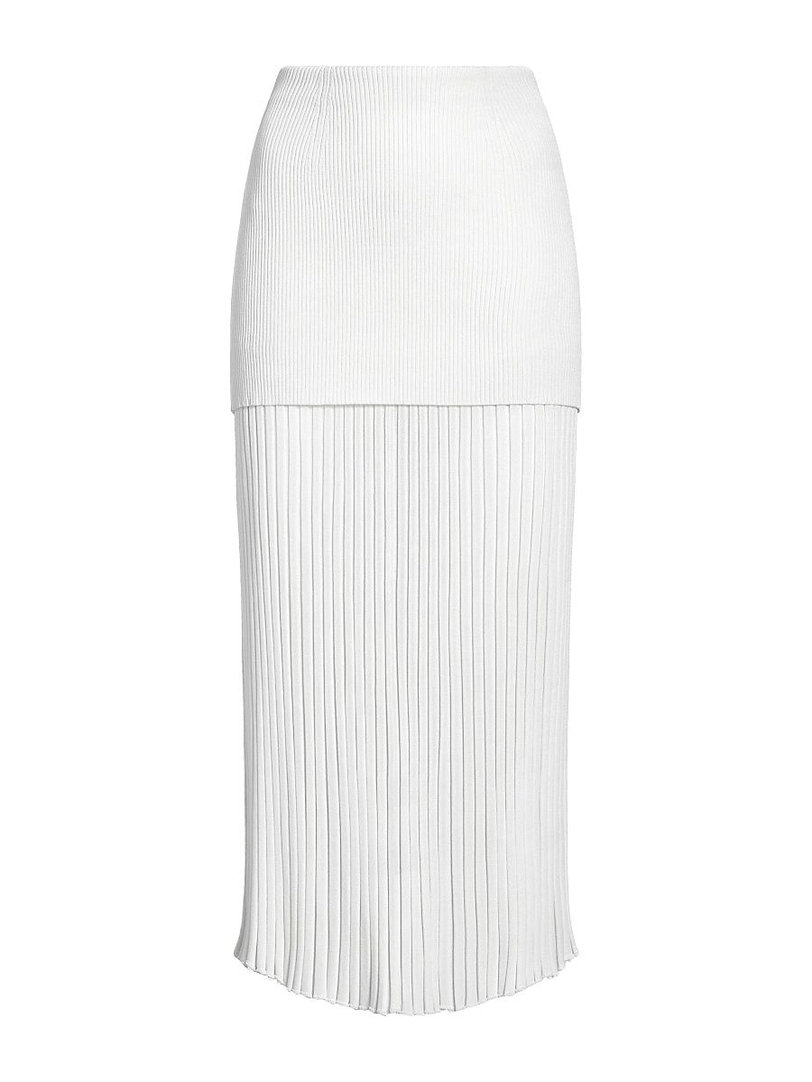 Women's Luiza Sunburst Rib Midi-Skirt - White - Size XL