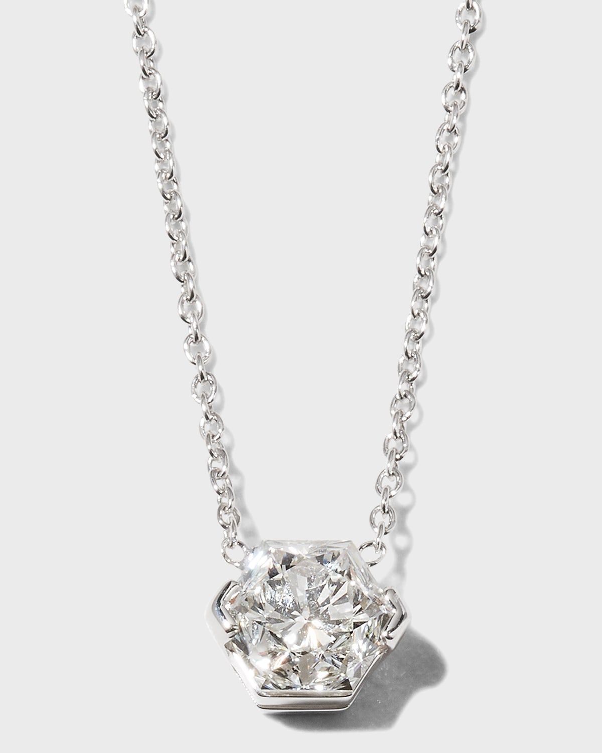18K White Gold Hexagonal Diamond Necklace, 0.75tcw