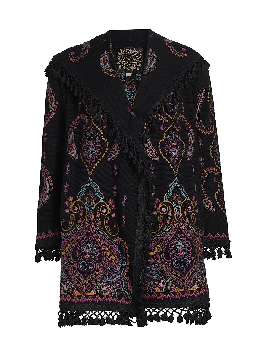 Women's Biya Embroidered Midi Hoodie - Black - Size Large