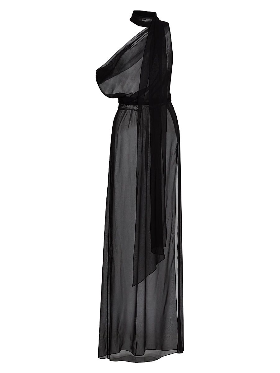 Women's Draped Scarf Gown - Black - Size Large