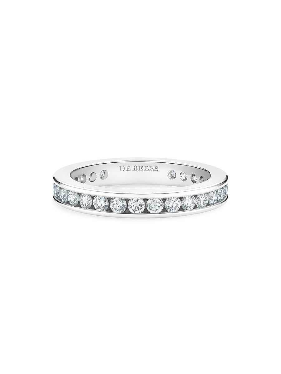Women's Platinum & Channel-Set Natural Diamond Eternity Band/3MM - White - Size 6.5
