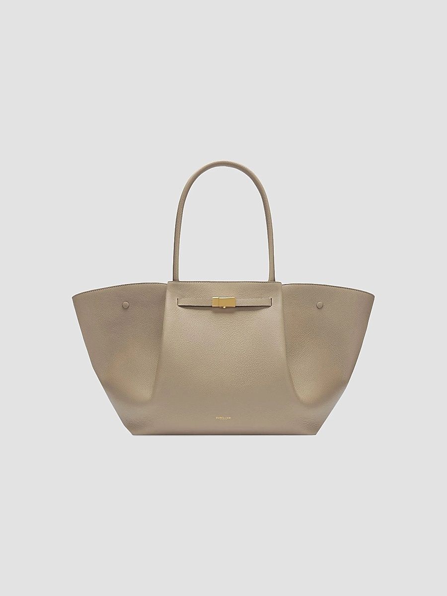 DeMellier Women's New York Striped Canvas & Leather Tote Bag - Light Taupe