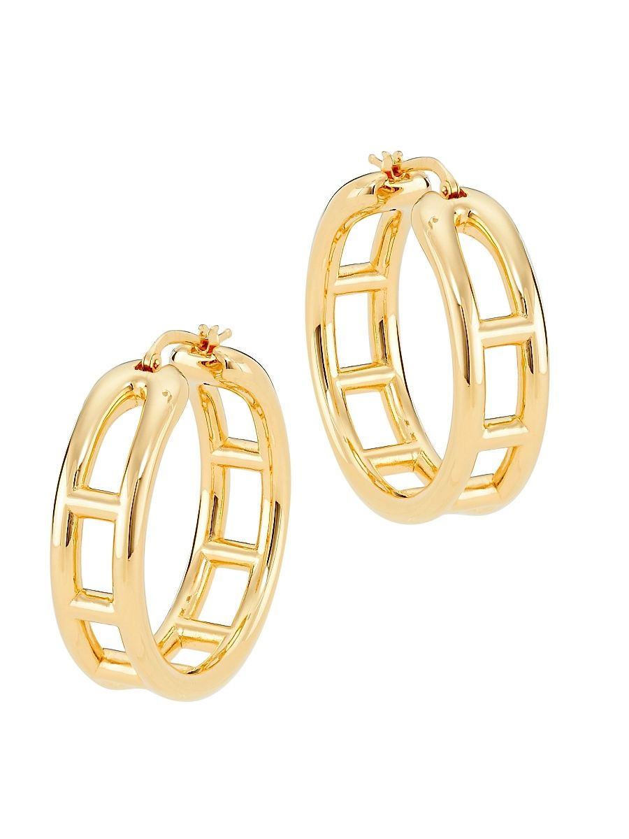 Women's 14K Yellow Gold Double-Row Hoop Earrings - Gold