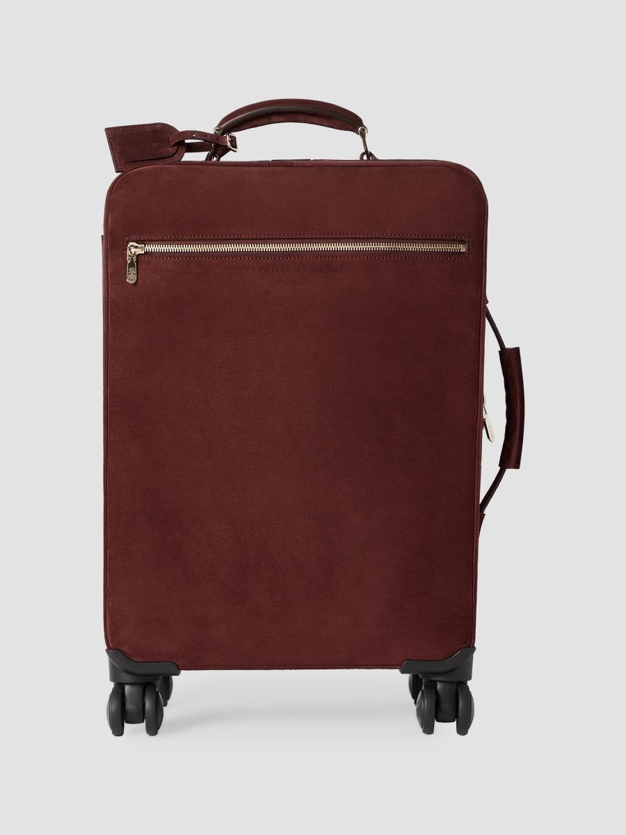 Brunello Cucinelli Suede Suitcase - Burgundy