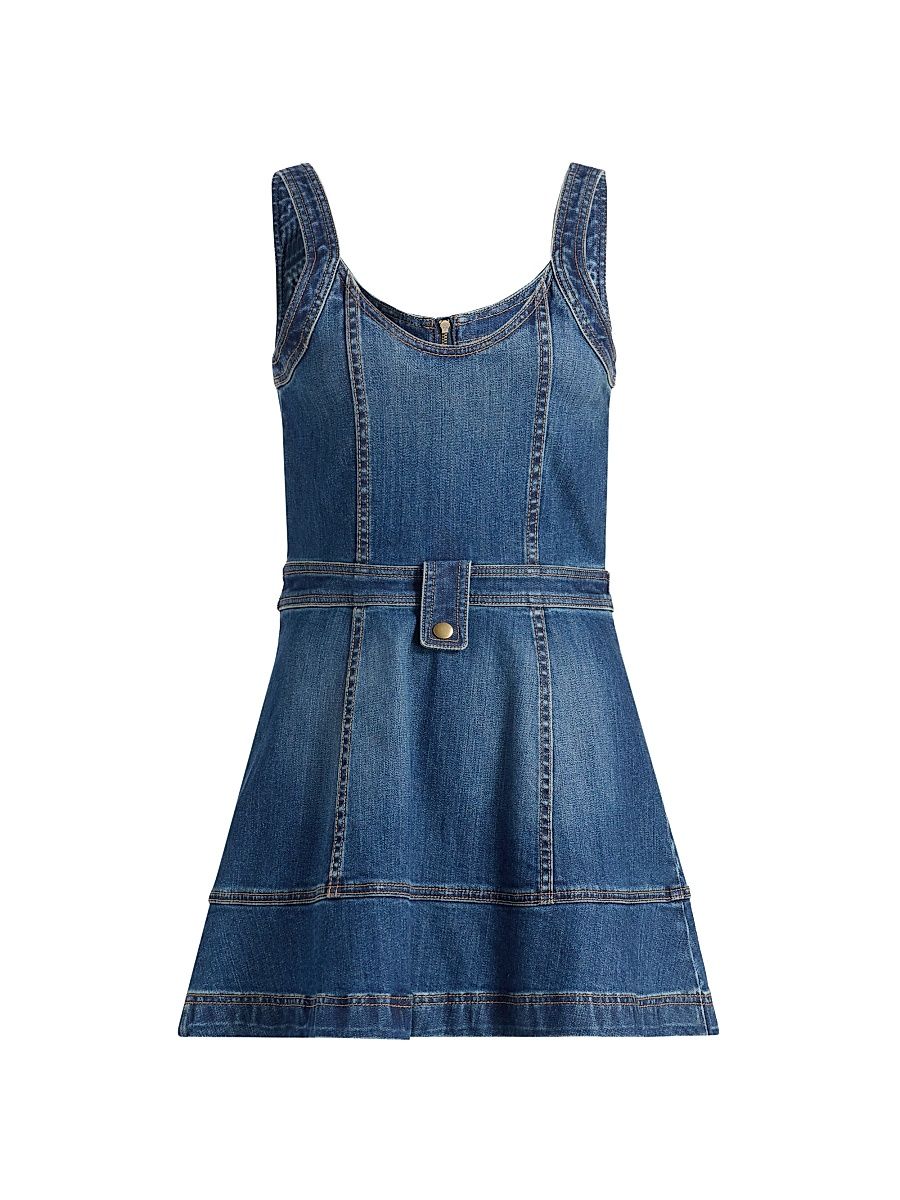Women's Karla Cotton Denim Minidress - Medium Wash - Size 32