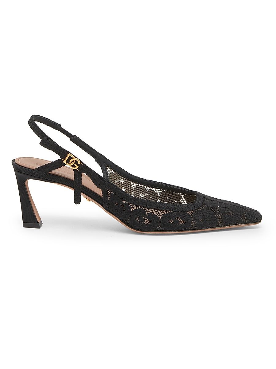 Women's Pizzo Leo Lace 65MM Slingback Pumps - Nero - Size 10