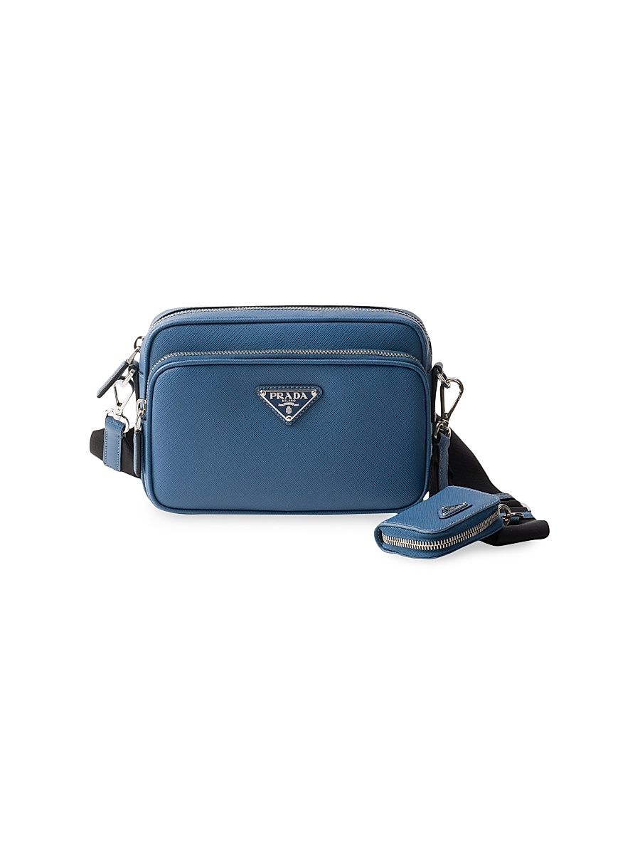 Men's Saffiano Leather Shoulder Bag - Blue