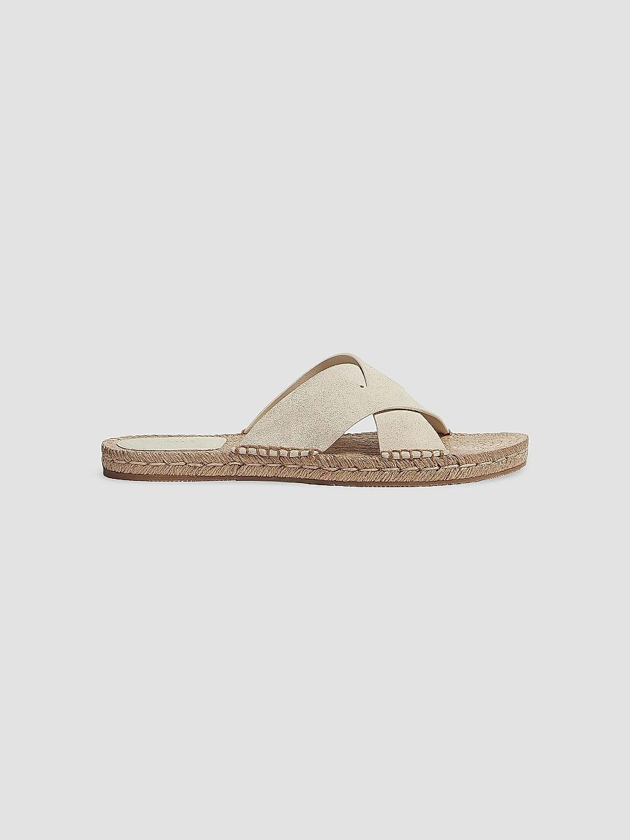 ZEGNA Men's Suede Espadrille Sandals - Off White - Size 11