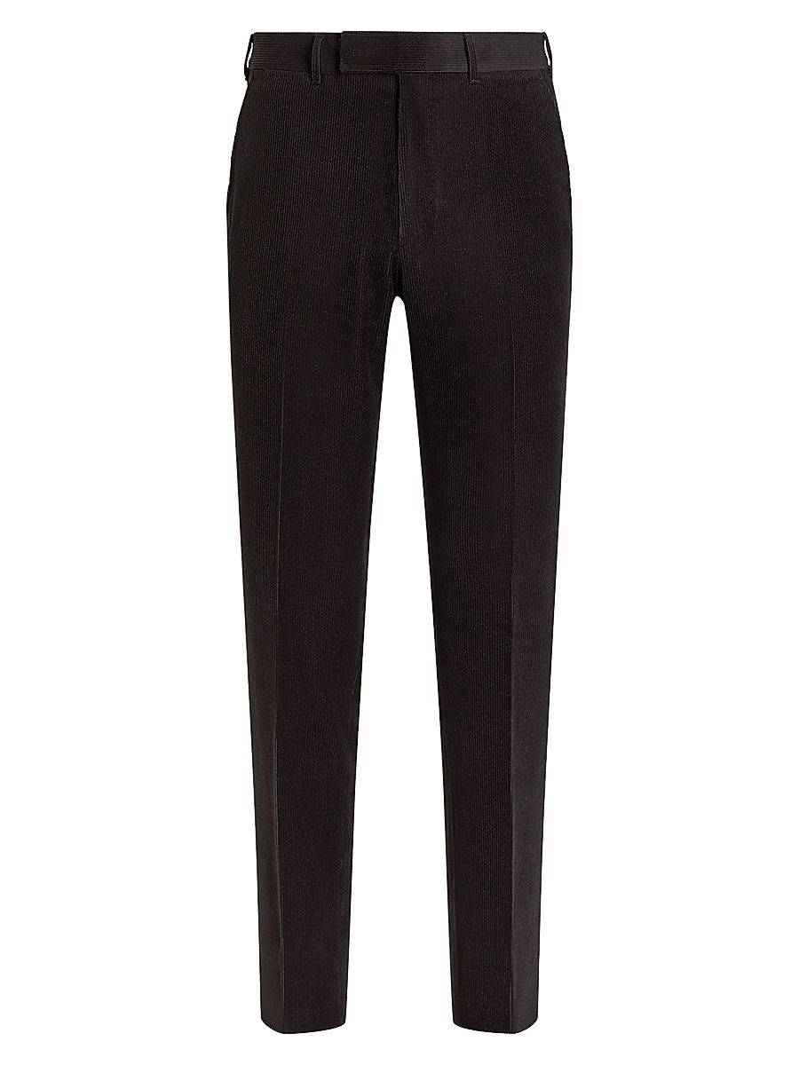 Men's Cashmere Wool and Silk Blend Pants - Dark Brown - Size 36