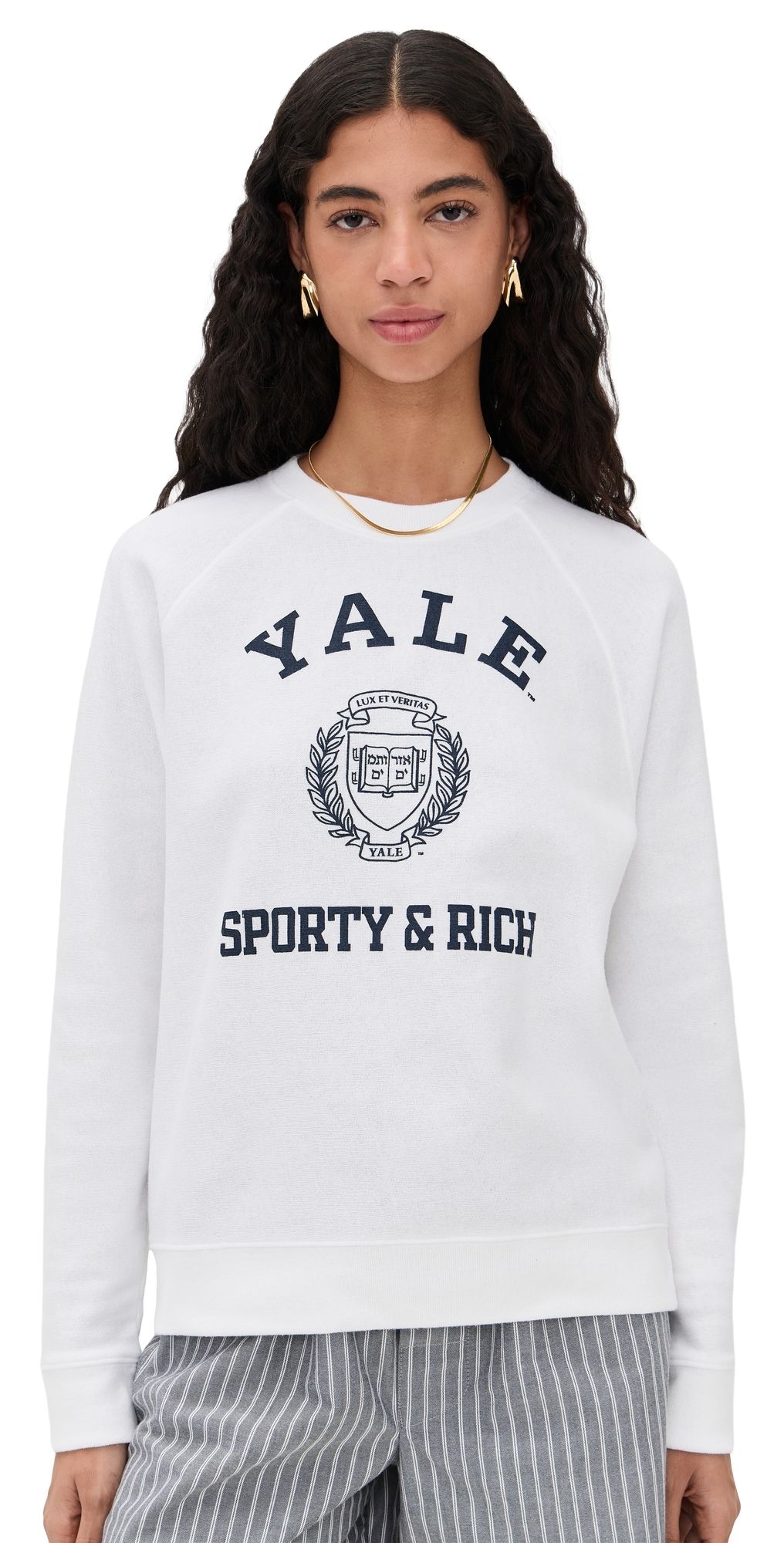 Sporty & Rich Veritas Soft Crewneck Sweatshirt White M