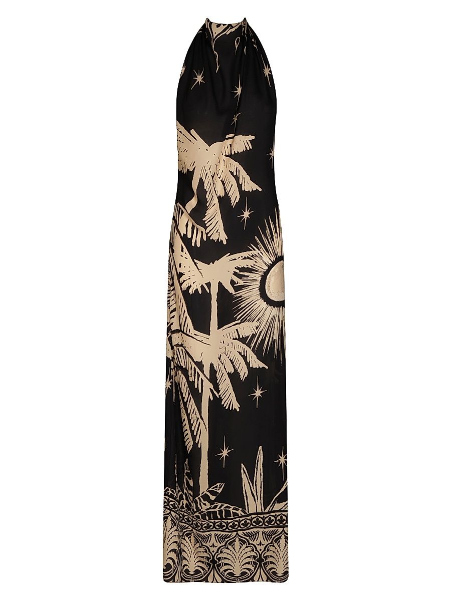 Women's Musical Flower Maxi Dress - Black Ecru - Size 6