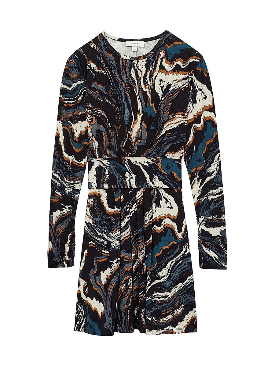 Women's Jasmine Abstract Jersey Minidress - Black Pattern - Size XL