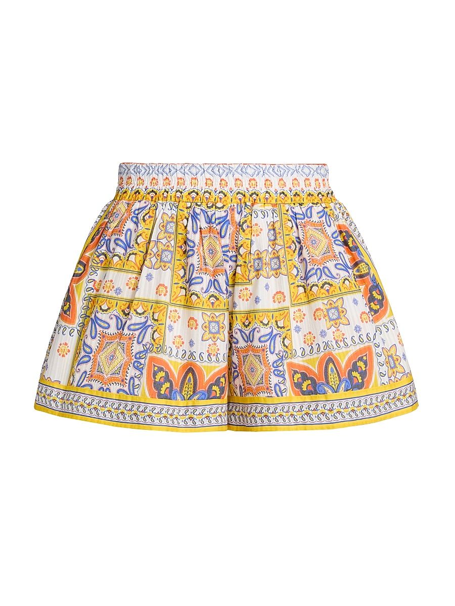 Women's Angelina Printed Cotton Shorts - White Piazza - Size XL