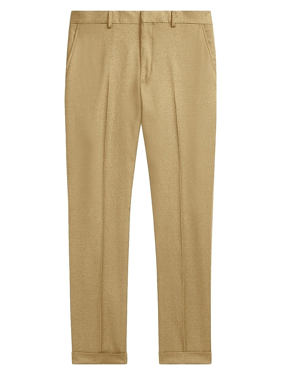 Men's Wool Twill Slim-Fit Trousers - Tan - Size 38