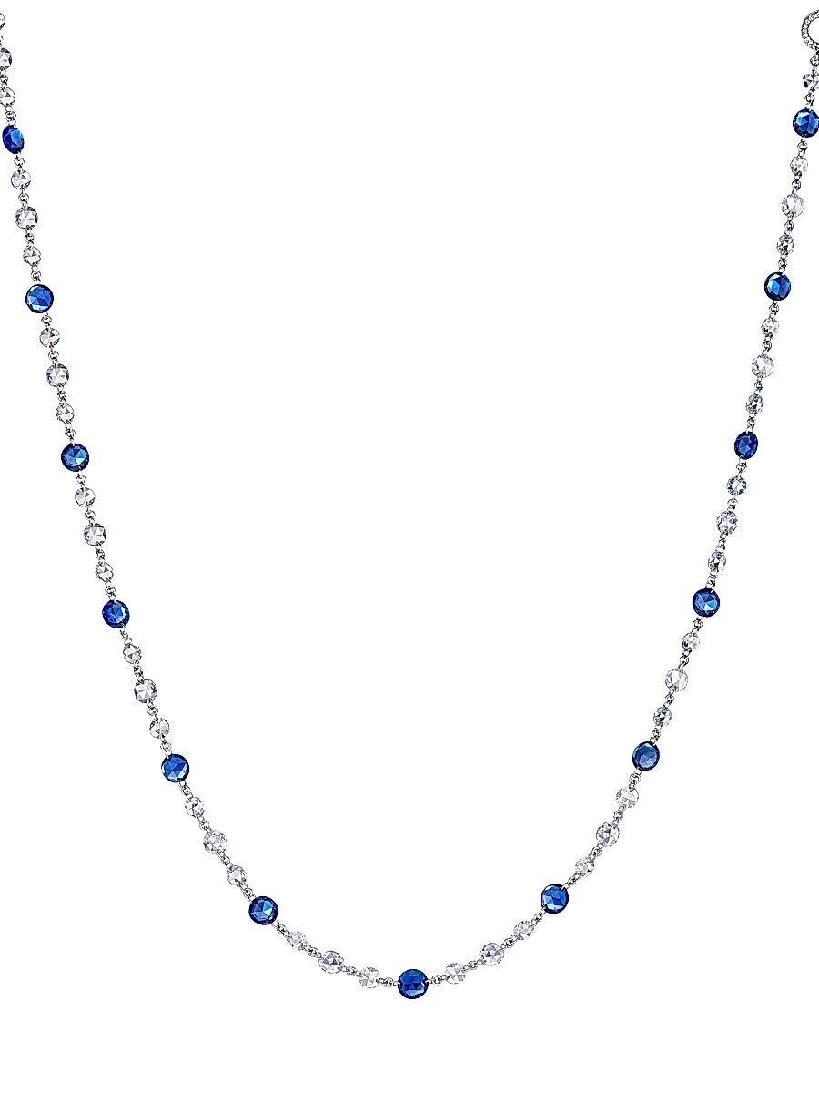 Women's Ethereal 18K White Gold, Blue Sapphire & 2.70 TCW Diamond Necklace - White Gold